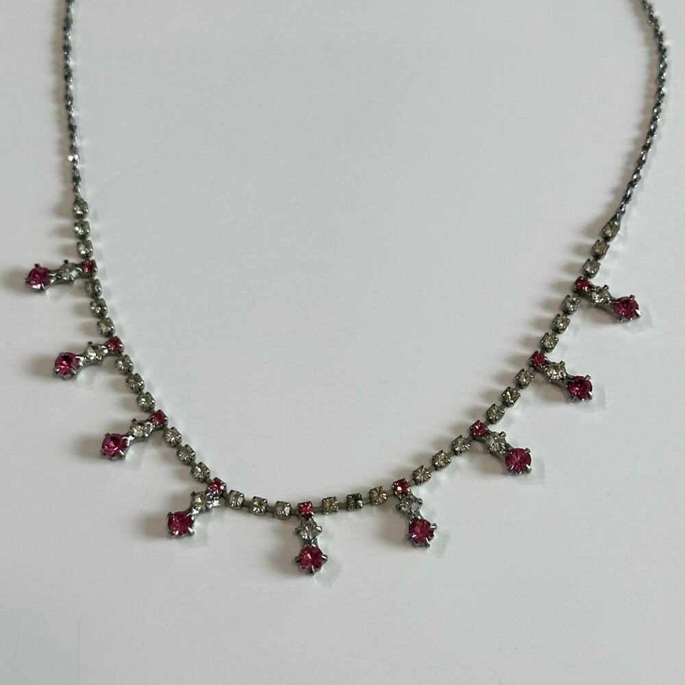 Silver & Pink Choker Necklace